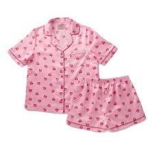 MTX601: Girls Hearts Print Satin Short Pyjama (4-13 Years)